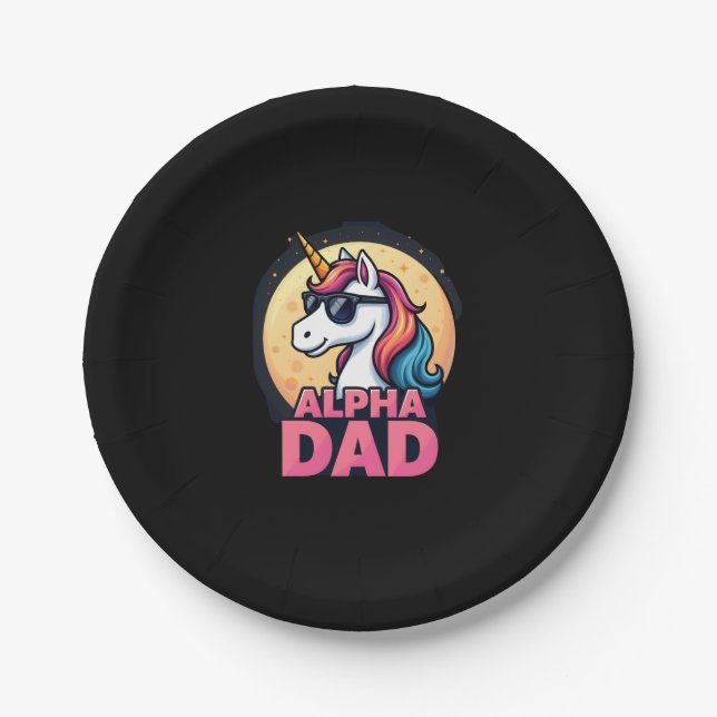 Funny Unicorn Dad Laufey Men Father's Day Christma Paper Plates (Front)