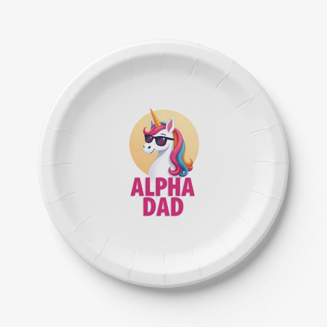 Funny Unicorn Dad Laufey Men Father's Day Christma Paper Plates (Front)