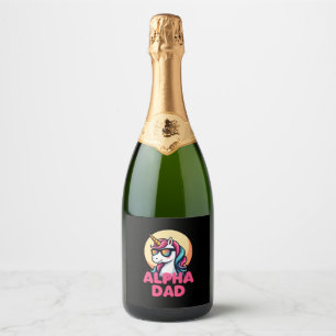 Funny Unicorn Dad Laufey Men Father's Day Christma Sparkling Wine Label