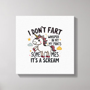 Funny Unicorn Fart Quote Vintage Rainbow Unicorn T Canvas Print