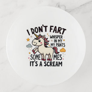 Funny Unicorn Fart Quote Vintage Rainbow Unicorn T Trinket Tray
