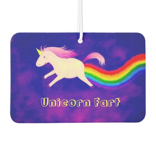 Funny Unicorn Farting a Rainbow Car Air Freshener