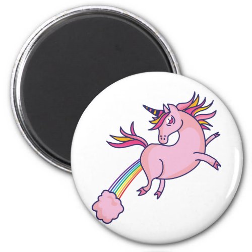 Funny Unicorn Farting Rainbows Cartoon Cute Gag Magnet