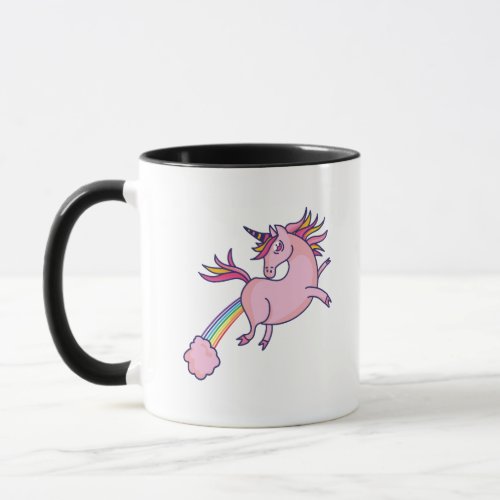 Funny Unicorn Farting Rainbows Cartoon Cute Gag Mug