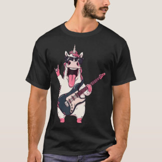 Funny Unicorn Guitar Rock Music Animal Playful T-Shirt