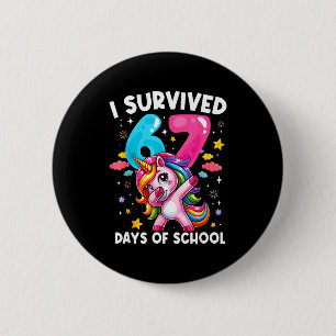 Funny Unicorn I Survived 67 Days Of School Meme Fo Button