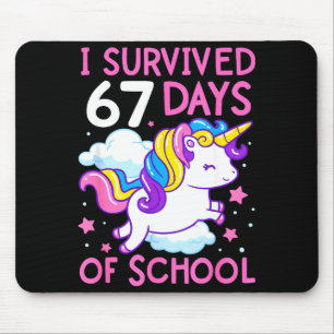 Funny Unicorn I Survived 67 Days Of School Meme Fo Mouse Pad