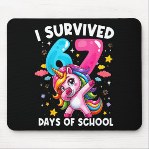 Funny Unicorn I Survived 67 Days Of School Meme Fo Mouse Pad