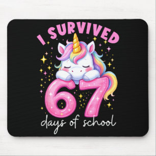 Funny Unicorn I Survived 67 Days Of School Meme Fo Mouse Pad