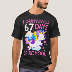 Funny Unicorn I Survived 67 Days Of School Meme Fo T-Shirt