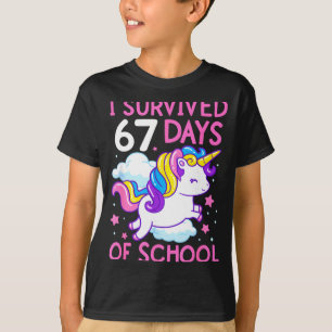 Funny Unicorn I Survived 67 Days Of School Meme Fo T-Shirt