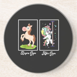 Funny Unicorn Illustration Before After Gym Coaster
