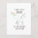 Funny Unicorn Illustration with Saying Postcard