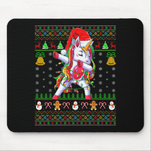 Funny Unicorn Lover Xmas Santa Hat Unicorn Ugly Ch Mouse Pad