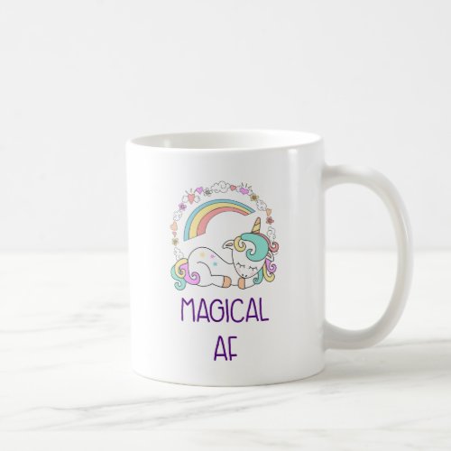 Funny Unicorn Magical AF with Girly Decorations Coffee Mug