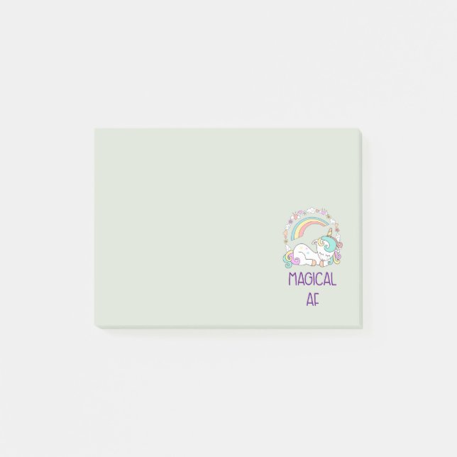 Funny Unicorn Magical AF with Girly Decorations Post-it Notes (Front)