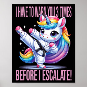Funny Unicorn Martial Arts Karate For Girls Poster