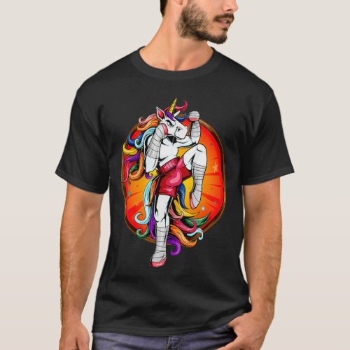 Funny Unicorn Muay Thai Karate Kickboxing T_Shirt