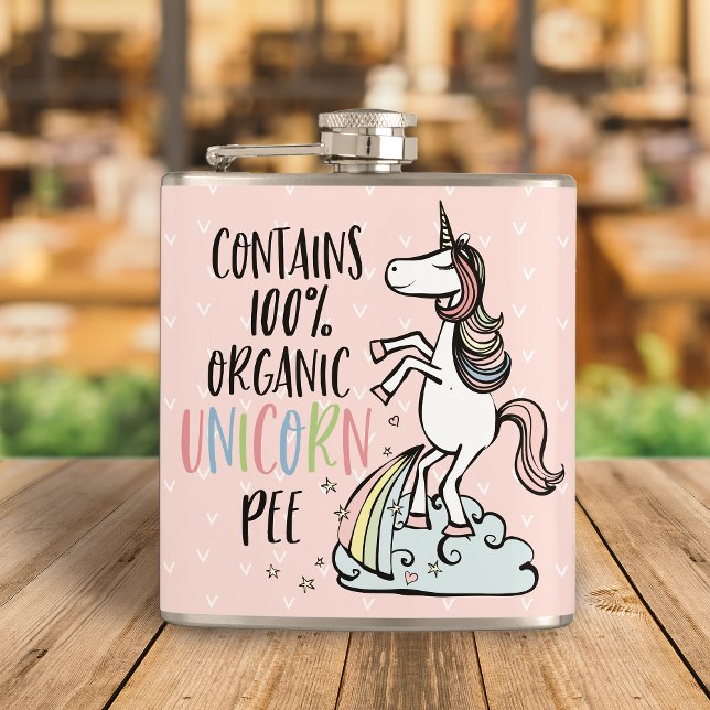 Funny Unicorn - Organic Unicorn Pee Flask (Crack up your friends and work colleagues with this hilarious 100% organic unicorn pee flask.)
