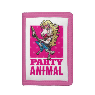 Funny Unicorn Party Animal Glam Rocker Cartoon Tri-fold Wallet