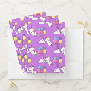 Funny Unicorn Pattern Magic Horse   Pocket Folder