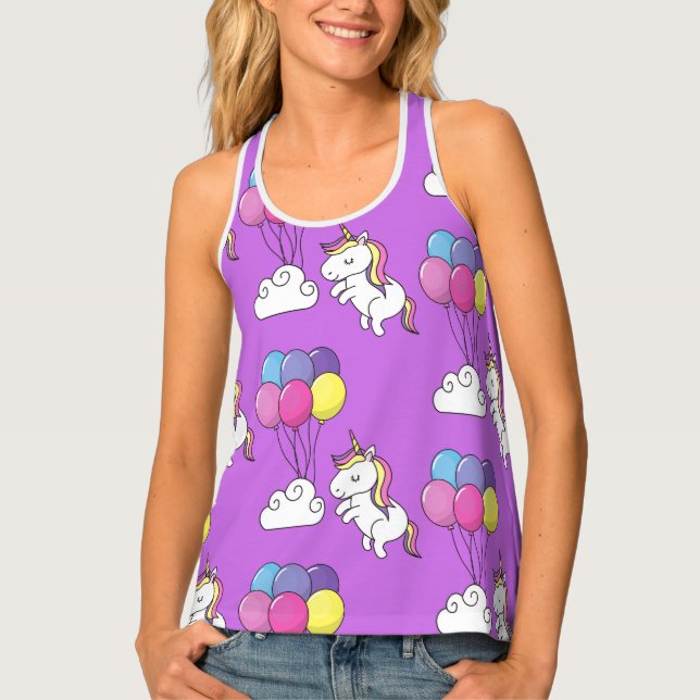 Funny Unicorn Pattern Magic Horse    Tank Top (Front)