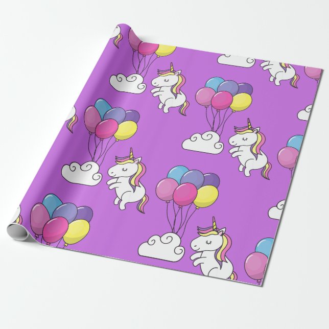 Funny Unicorn Pattern Magic Horse     Wrapping Paper (Unrolled)