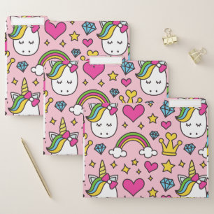 Funny Unicorn Pattern Pink Magic Horse Cute File Folder