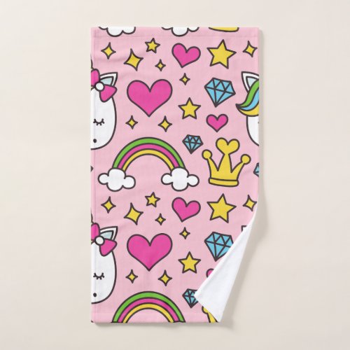 Funny Unicorn Pattern Pink Magic Horse Cute        Hand Towel