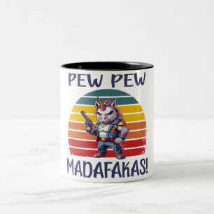 FUNNY UNICORN PEW PEW MADAFAKAS Two-Tone COFFEE MUG