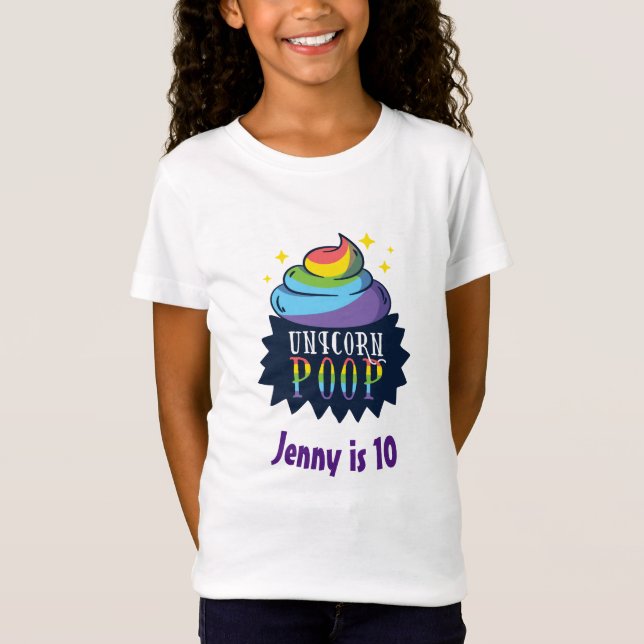 Funny Unicorn Poop Emoji Rainbow Cute Birthday T-Shirt (Front)