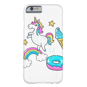 Funny Unicorn Pooping Rainbow Sprinkles On Donut Barely There Iphone 6 Case by CrazyFunnyStuff at Zazzle