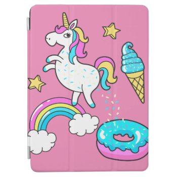 Funny Unicorn Pooping Rainbow Sprinkles On Donut Ipad Air Cover by CrazyFunnyStuff at Zazzle