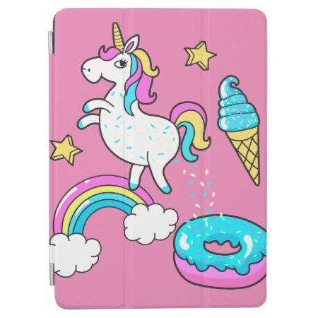 Funny Unicorn Pooping Rainbow Sprinkles On Donut Ipad Air Cover