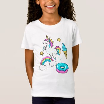 Funny Unicorn Pooping Rainbow Sprinkles On Donut T-shirt by CrazyFunnyStuff at Zazzle