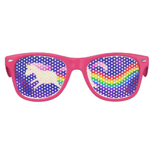 Novelty Rainbow Unicorn Sunglasses Horn Rimmed Square Lens 50mm