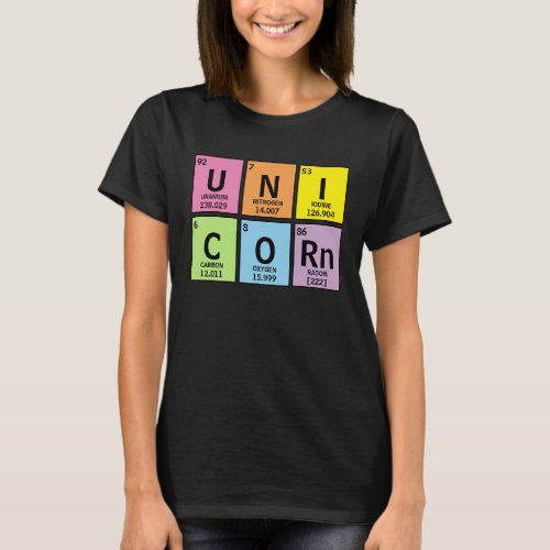 Funny Unicorn Rainbow Periodic Table of Elements T_Shirt
