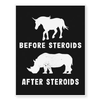Funny Unicorn Rhino Before Steroids After Steroids Temporary Tattoos