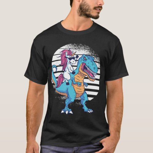 Funny Unicorn Riding A T_REX Dinosaur Adults and K T_Shirt