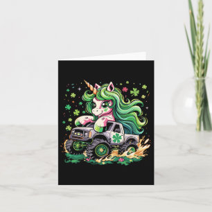 Funny Unicorn Riding Monster Truck Irish St Patric Card