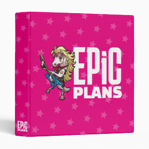 Funny Unicorn Rocker Epic Plans Guitar God Cartoon 3 Ring Binder