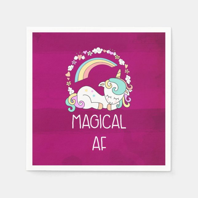 Funny Unicorn Saying Magical AF Napkins (Front)