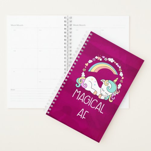 Funny Unicorn Saying Magical AF Planner