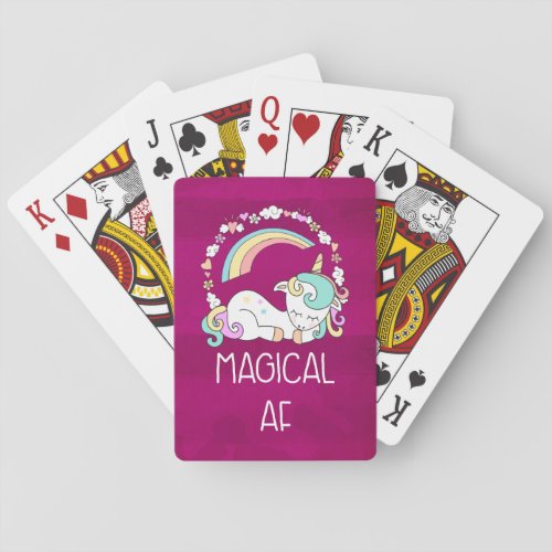Funny Unicorn Saying Magical AF Playing Cards