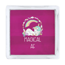 Funny Unicorn Saying Magical AF Silver Finish Lapel Pin
