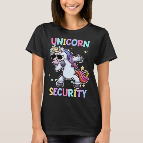 Funny Unicorn Security Dab Party Pun Birthday Fami T_Shirt