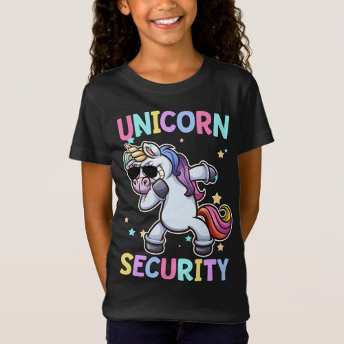 Funny Unicorn Security Dab Party Pun Birthday Fami T_Shirt