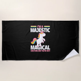 Funny Unicorn Shirt - I'm a Majestic Magical Creat Beach Towel