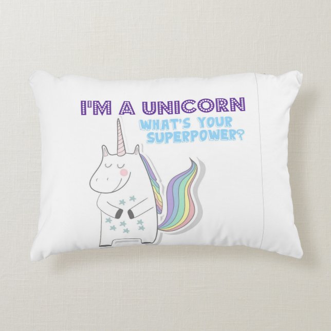 Funny Unicorn Superpower Accent Pillow (Front)