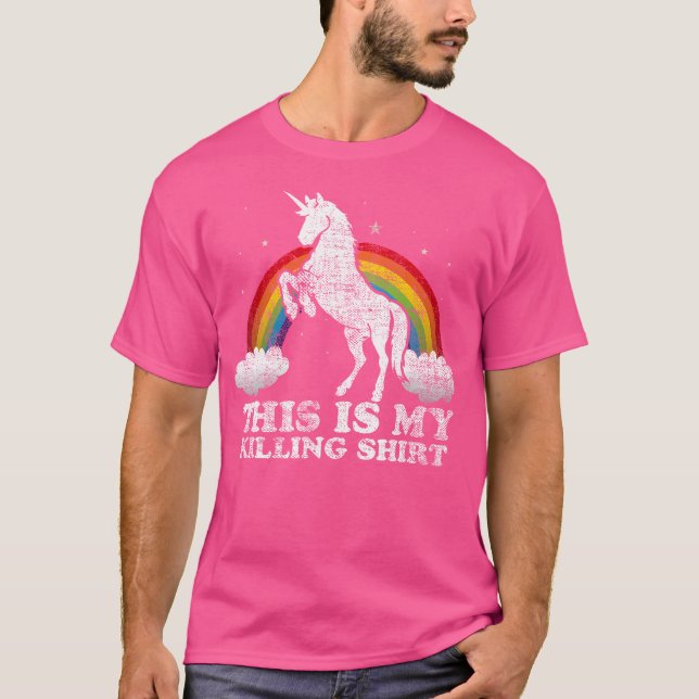 Funny Unicorn This Is My Killing Distressed T-Shirt (Front)